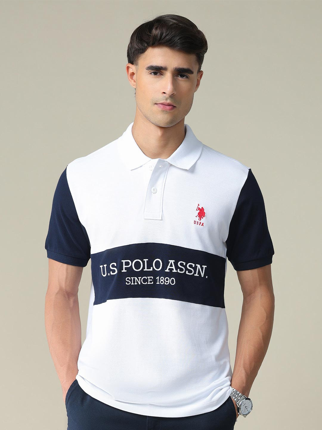 U.S. Polo Assn. Men Rugby Polo Collar Cotton T-shirt