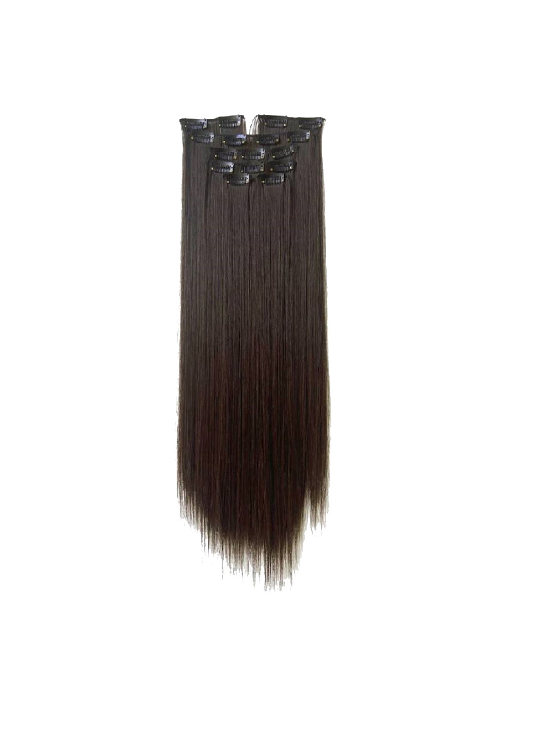 MoonEyes Clip In Straight Toupee Hair Extension -  Brown - 24-26 Inch