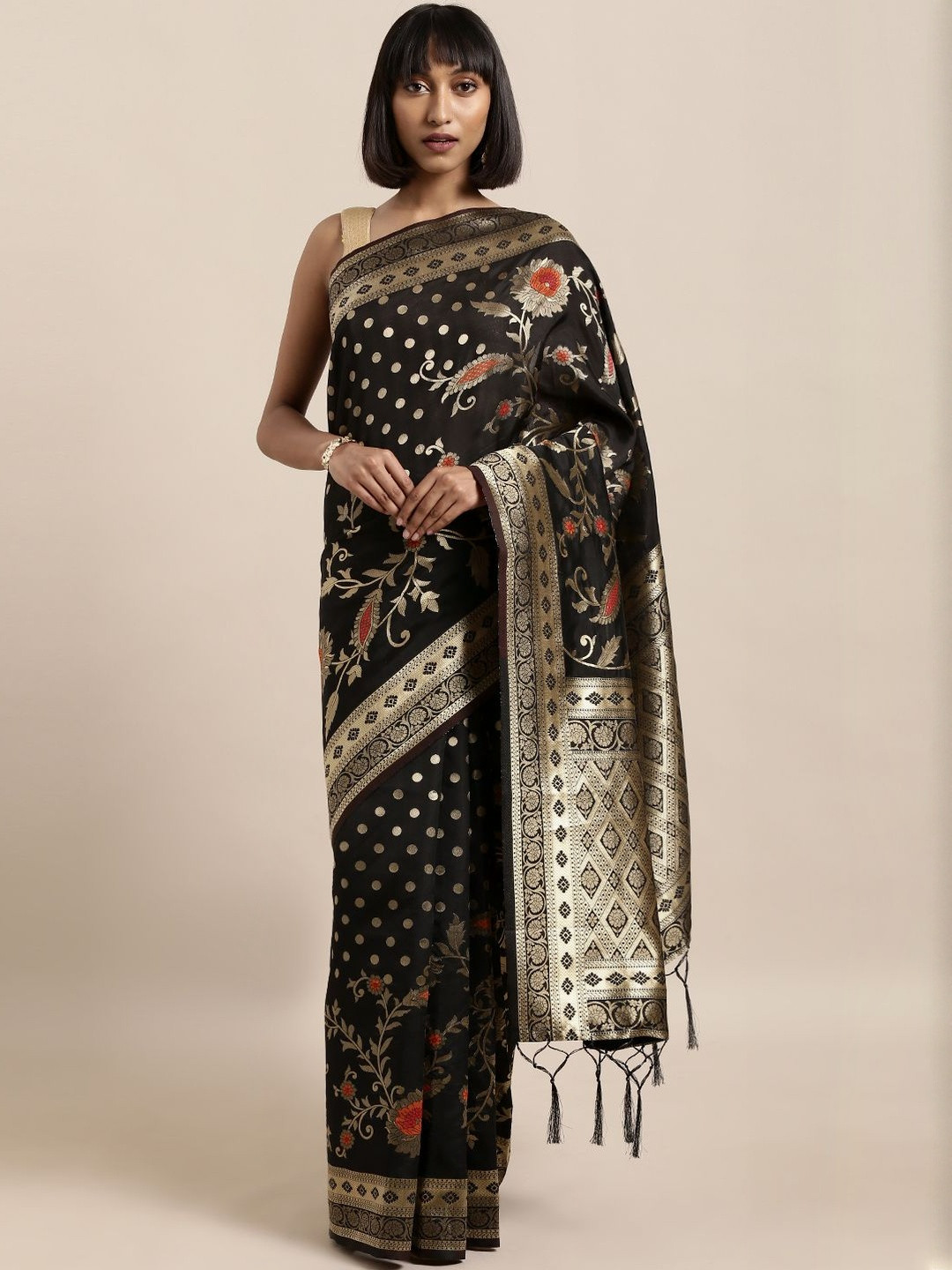 Suha Ethnic Motifs Woven DesignZari Heavy Work Banarasi Saree