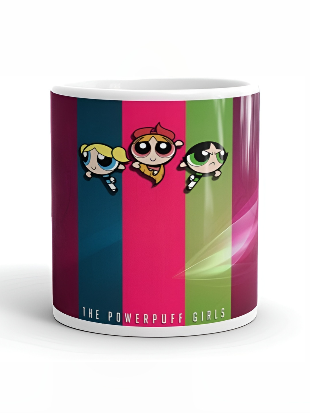 Mr UVD White & Pink PowerPuff Girls Printed Ceramic Glossy Mug - 350 ml