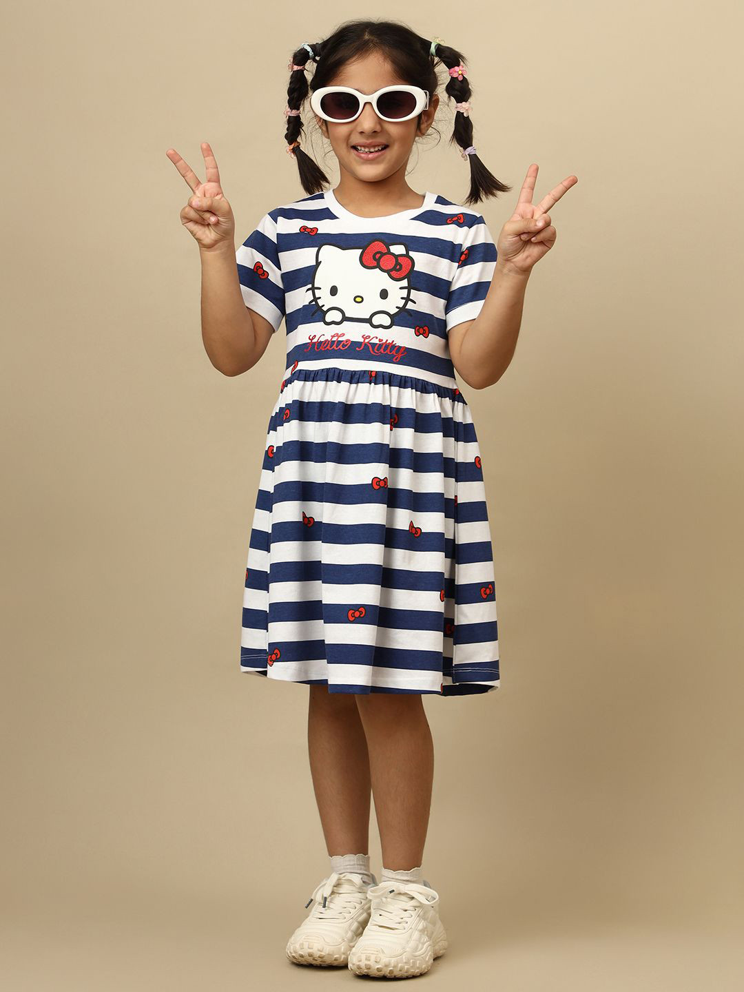 Kids Ville Girls Hello Kitty Printed Pure Cotton Dress