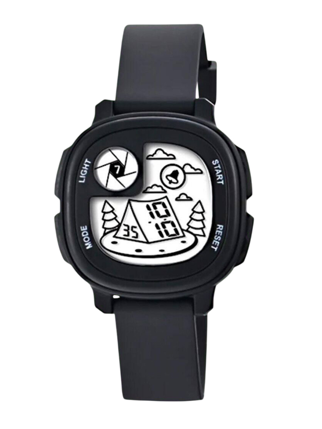 EWWE Kids Home Pattern Digital LED Watch & Straps Digital Multi Function Watch Home-Black