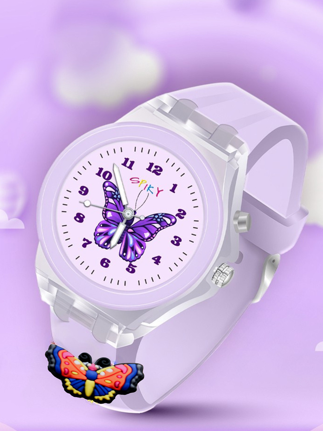 Spiky Unisex Kids Dial & Straps Analogue Function Watch Light_Bfly_Pur