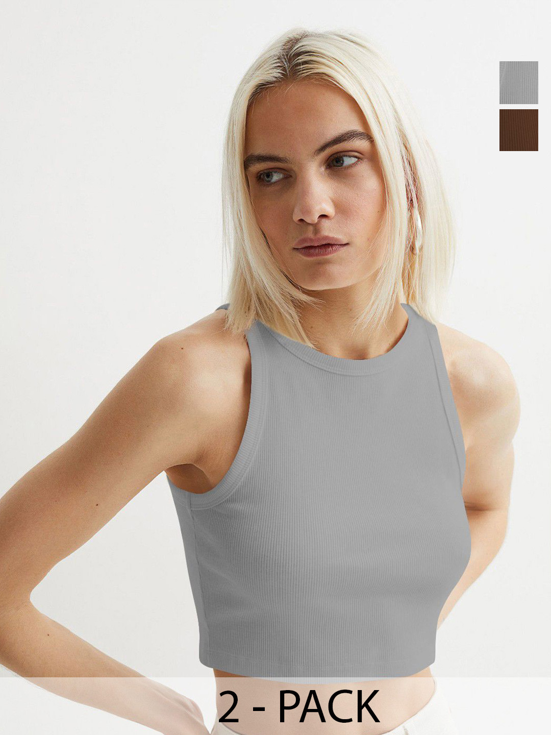 BAESD Women Pack of 2 Solid Casual Sleeveless Crop Tops