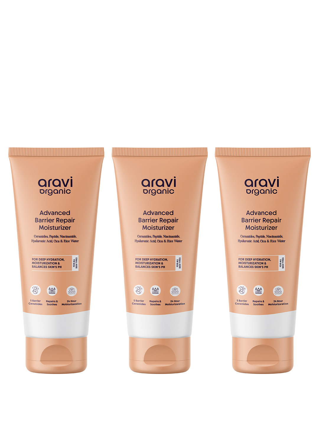 Aravi Organic Set Of 3 Advanced Barrier Repair Moisturizer with Ceramides - 100g Each