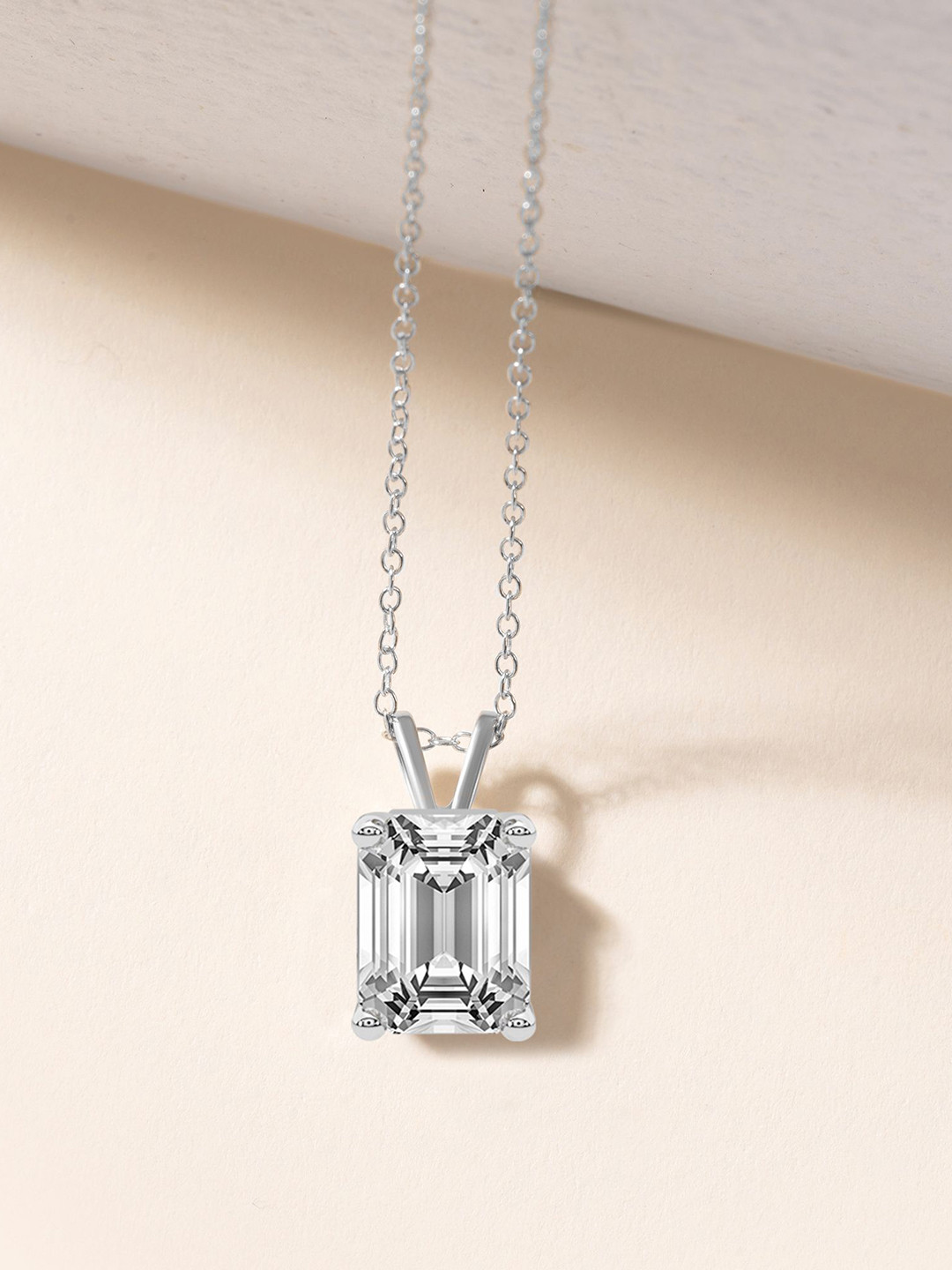 Sparkles 14Kt Gold Emerald Solitaire Pendant With Lab Grown 0.5 Carat Diamond - 0.5g