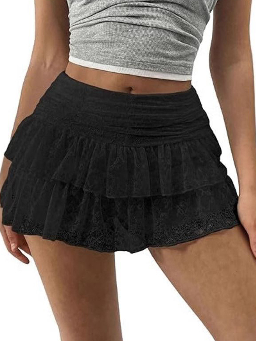 StyleCast Women Flared Self Design Mini Skirts