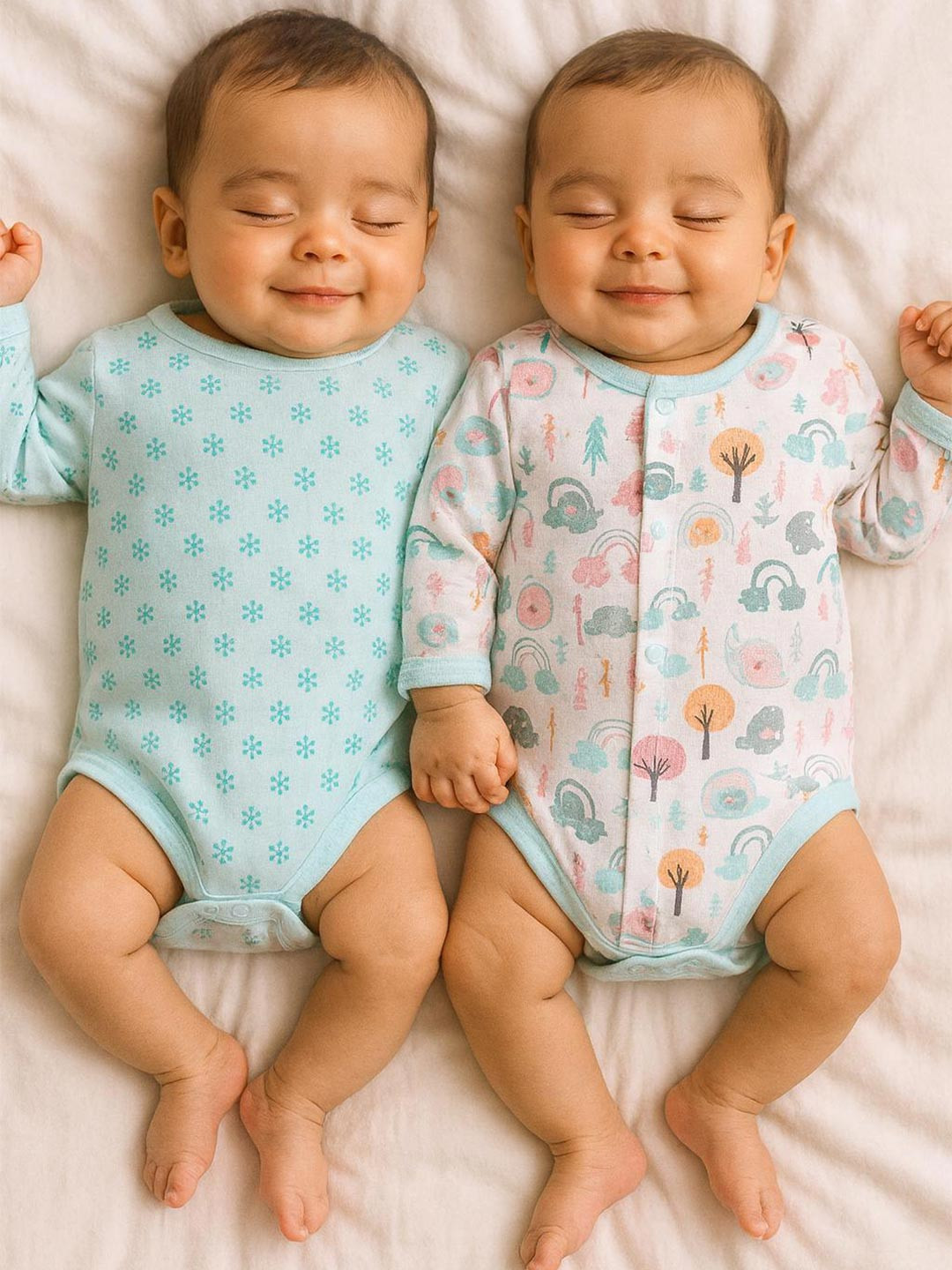 MeeMee Infants Pack Of 2 Printed Round Neck Bodysuits