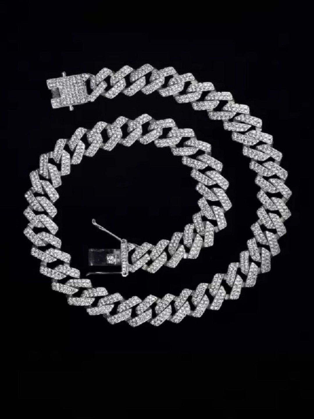 Safisha Men Brass Silver-Plated Cubic Zirconia Necklace