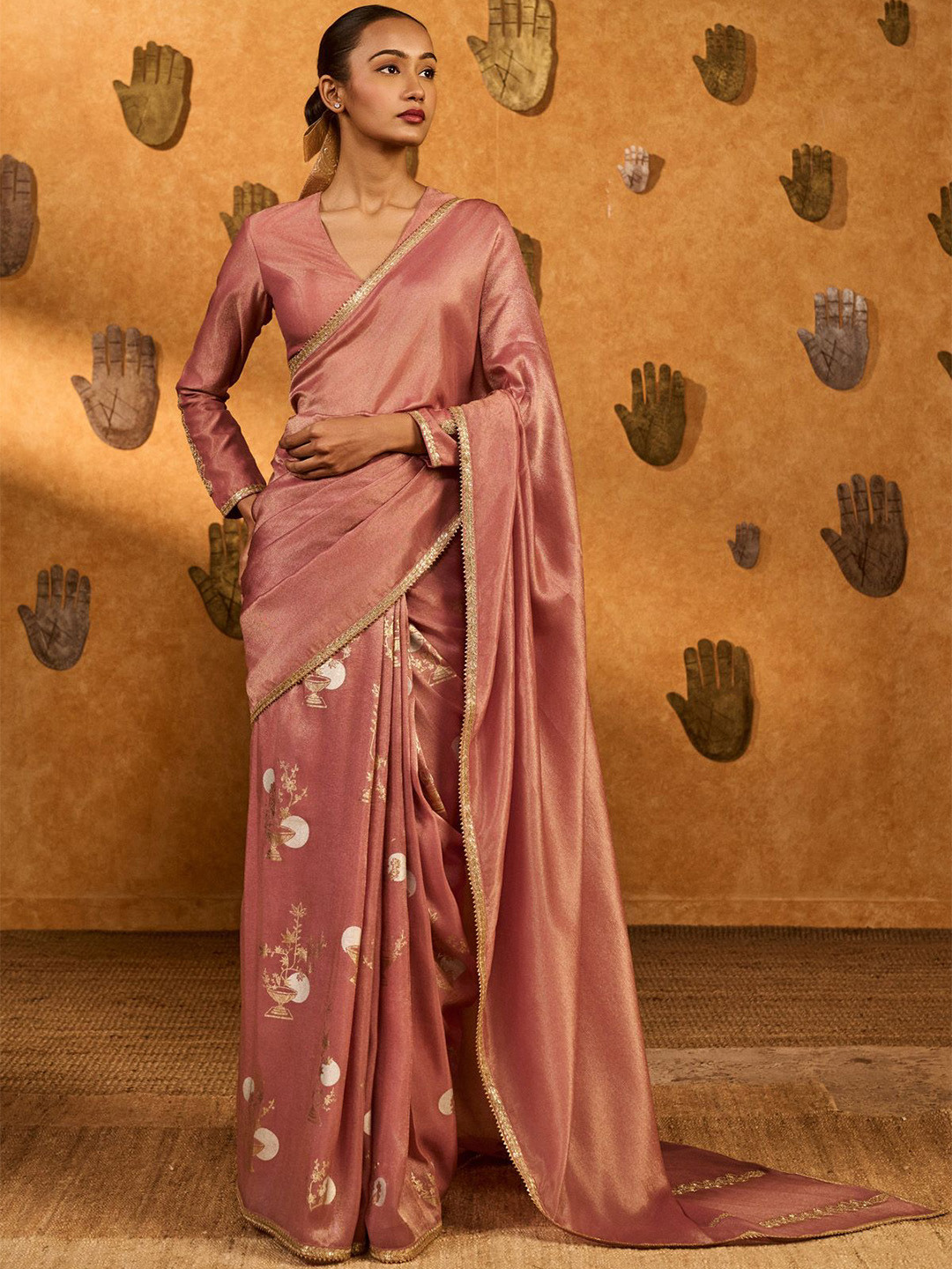 Masaba Moon Garden Floral Printed Sequinned Tissue Silk Saree