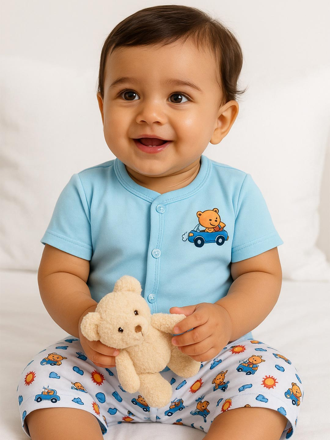MeeMee Kids Printed Short Sleeves Jhabla With Shorts Clothing Set