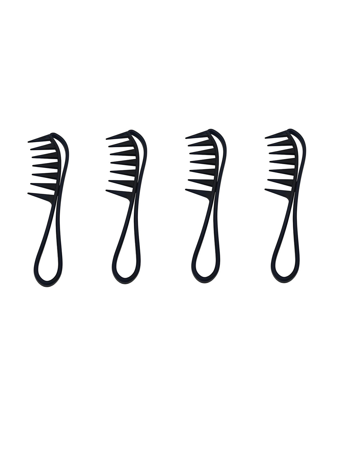 Stylewell Set Of 4 Wide Spacing Teeth Barber Comb - Black