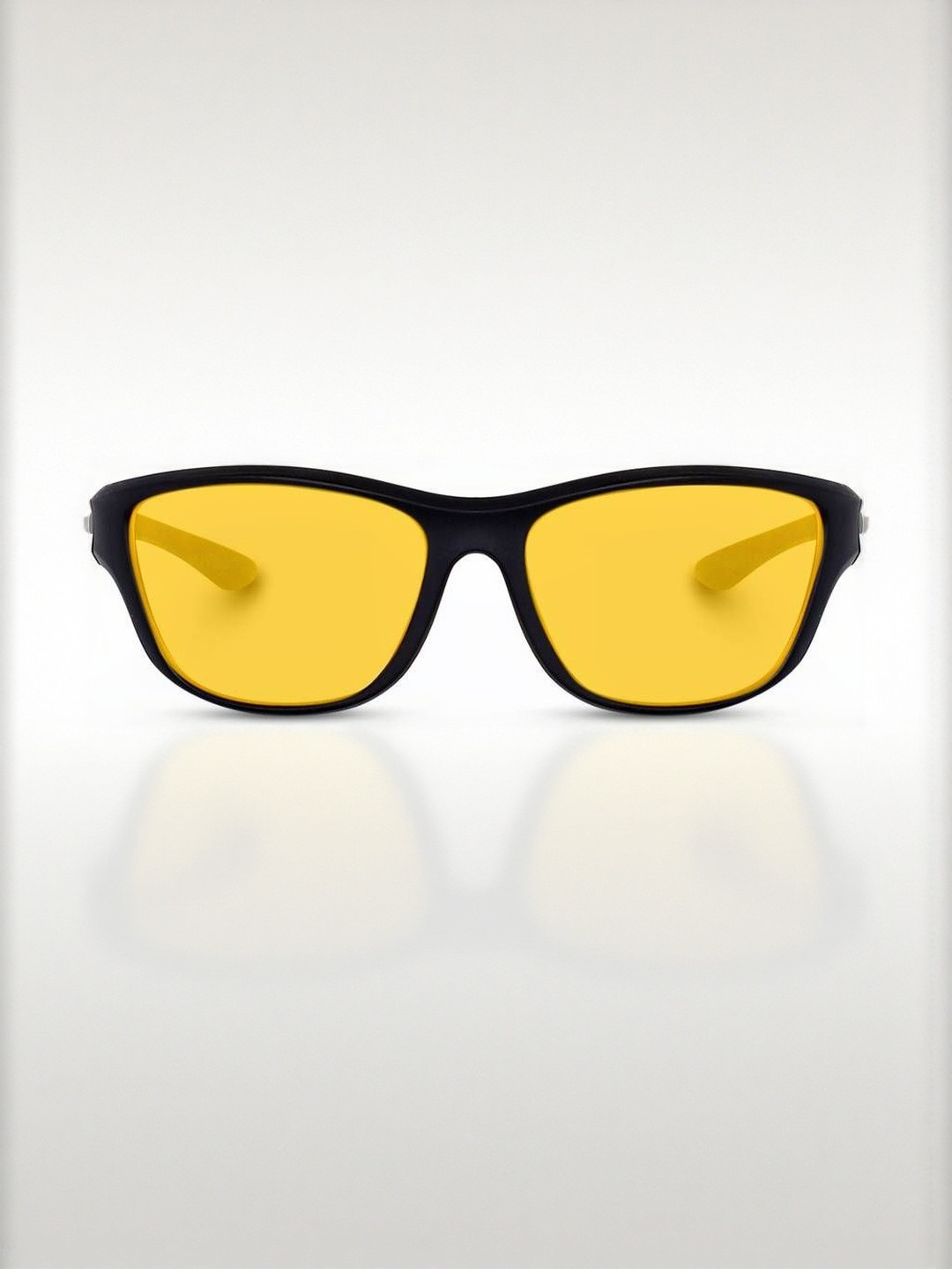 Arzonai Unisex Black And Yellow Frame Plastic Full Rim UV Protected Lens Casual Sunglasses