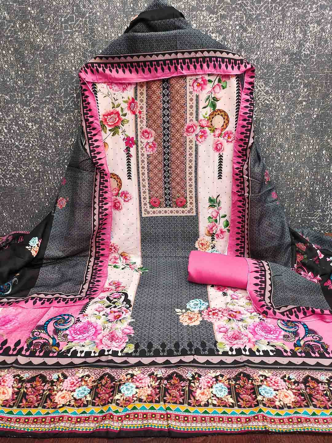 Maroosh Printed Siroski Work Unstitched Dress Material
