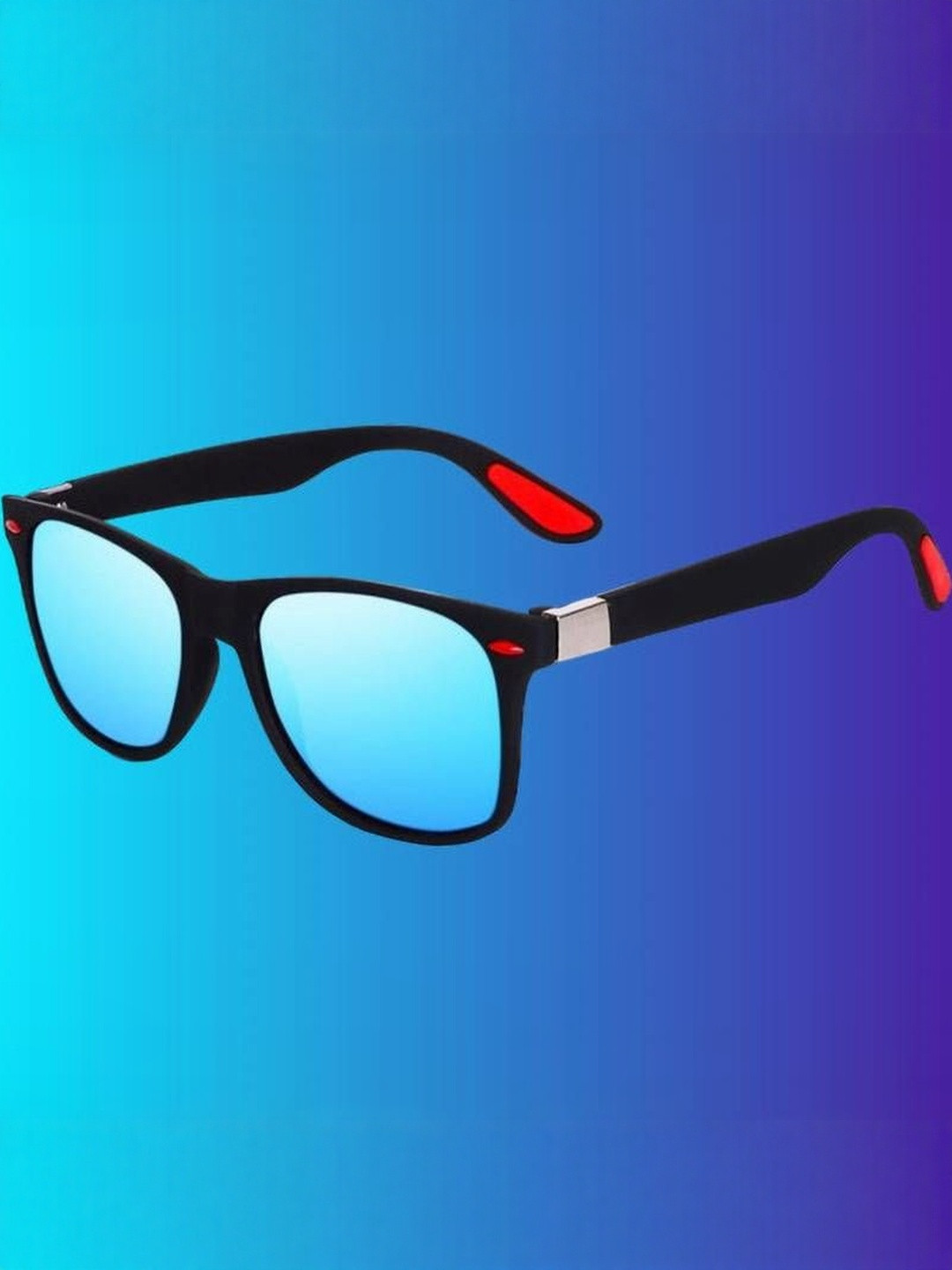 Arzonai Unisex Blue Lens & Black Frame Square Sunglasses