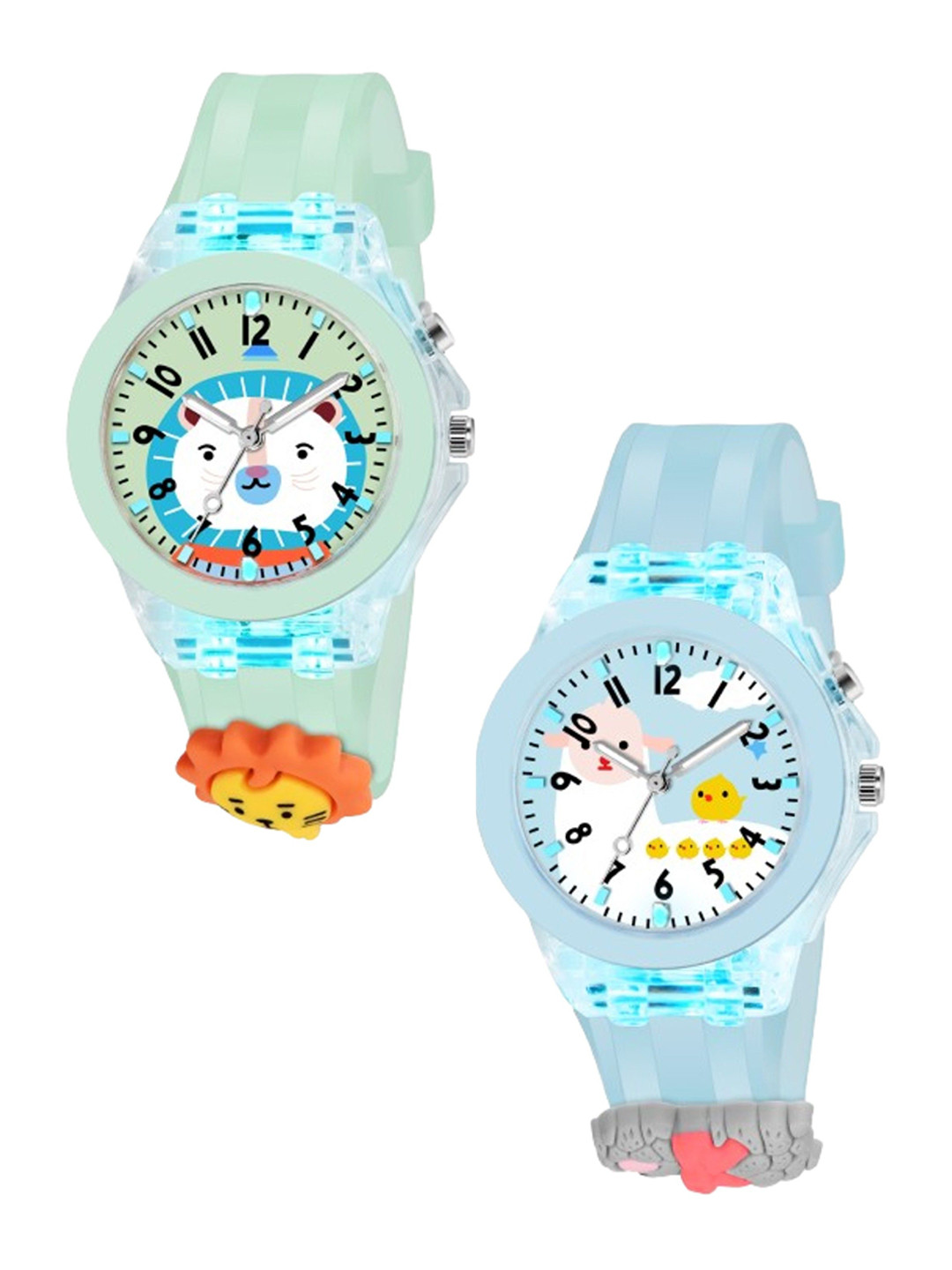 FROZIL Unisex Kids Printed Dial & Straps Analogue Watch Green Cat-Sky Pen