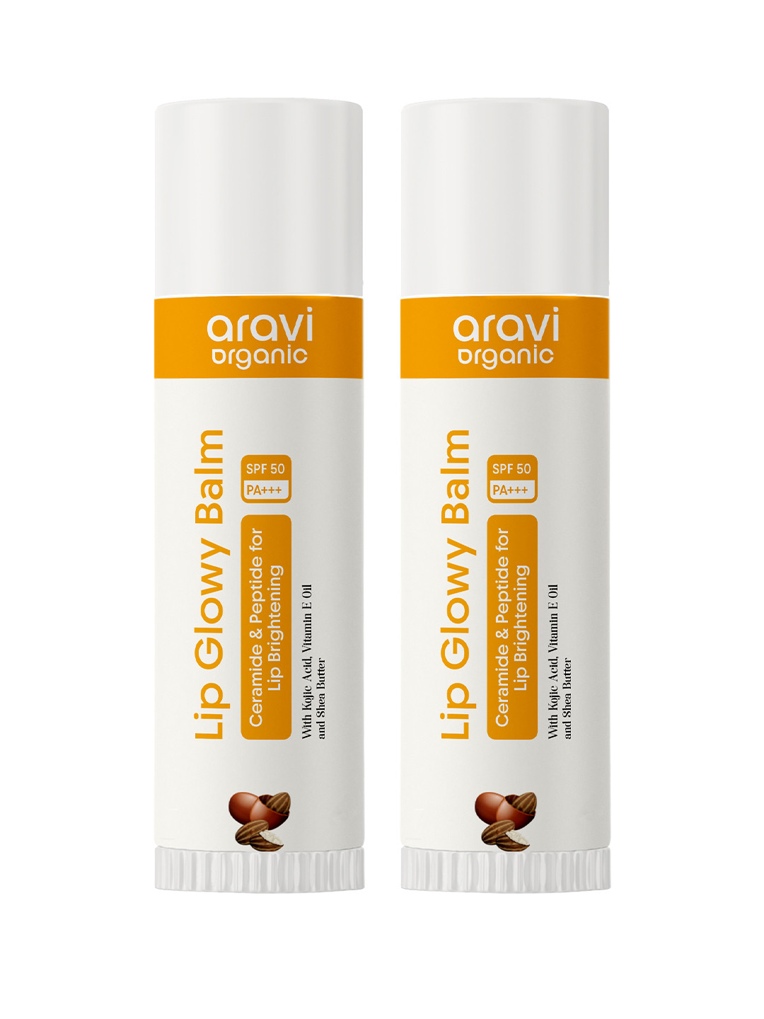 Aravi Organic Set Of 2 Lip Glowy Balm With SPF 50- 10 g Each