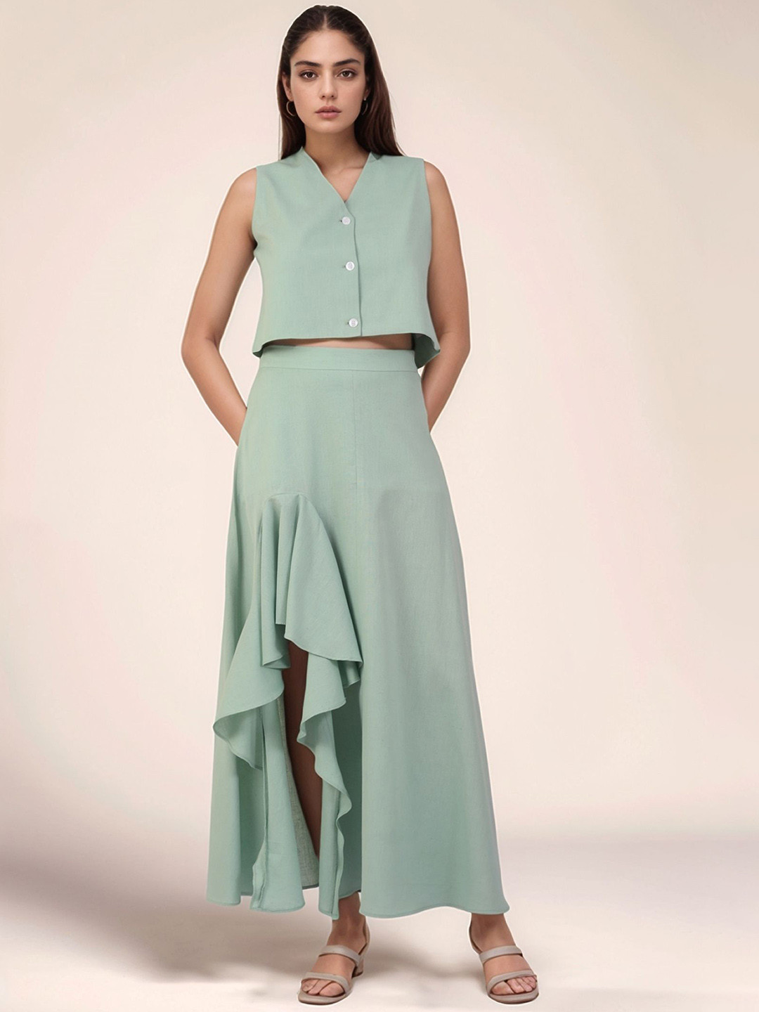 Dheeraj Sharma Women Ruffled A-Line Maxi Skirt