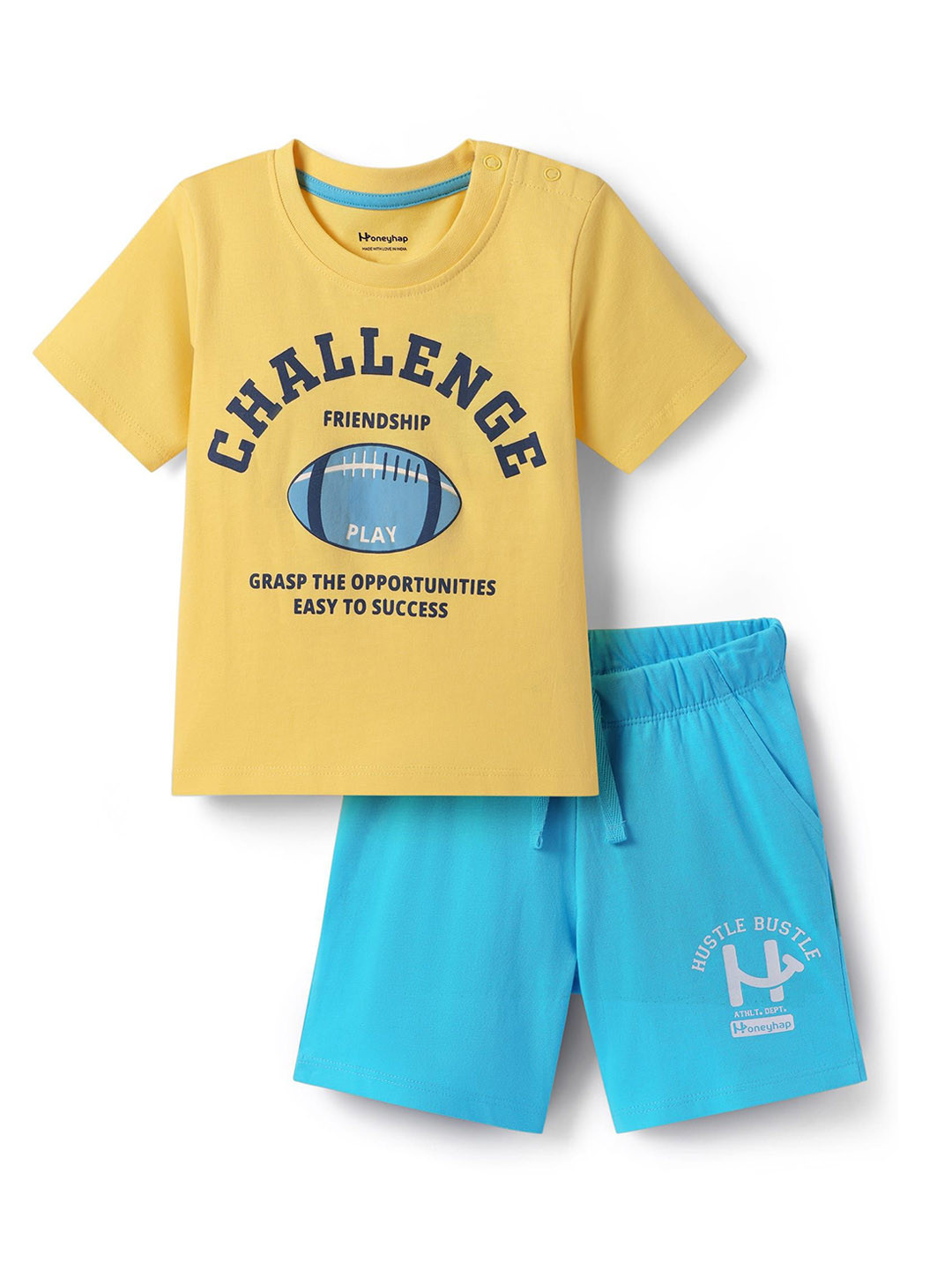 Honeyhap Boys Printed Pure Cotton Short Sleeve T-Shirt & Short Night Suits