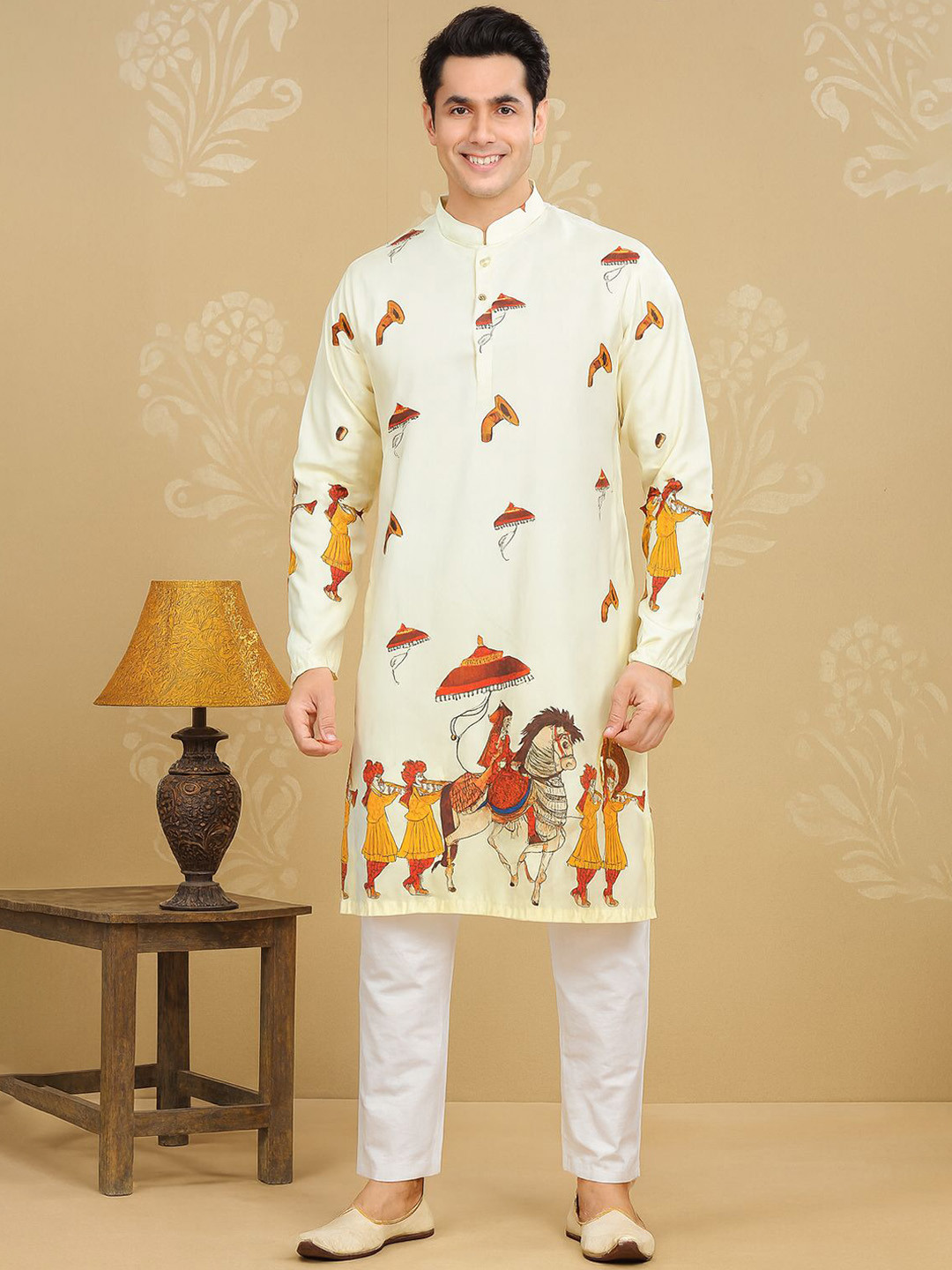 SHAHI ACHKAN Men Ethnic Motifs Printed Kurta with Pyjamas
