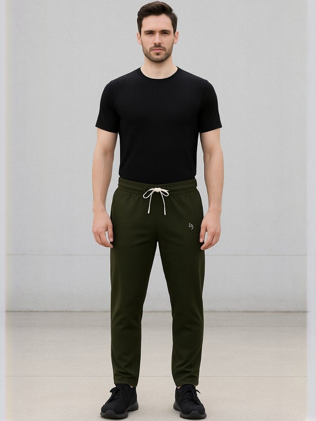 LEE BONEE Men Olive Solid Lightweight Plus Size Dri Fit Track Pant