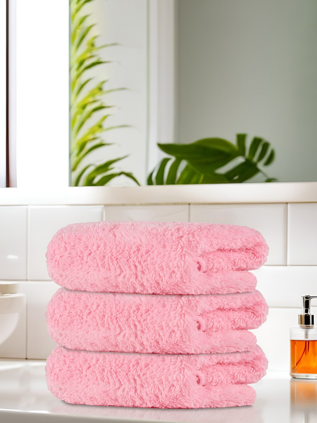 Aura Pink 3 Pieces Microfiber Cleaning Cloths