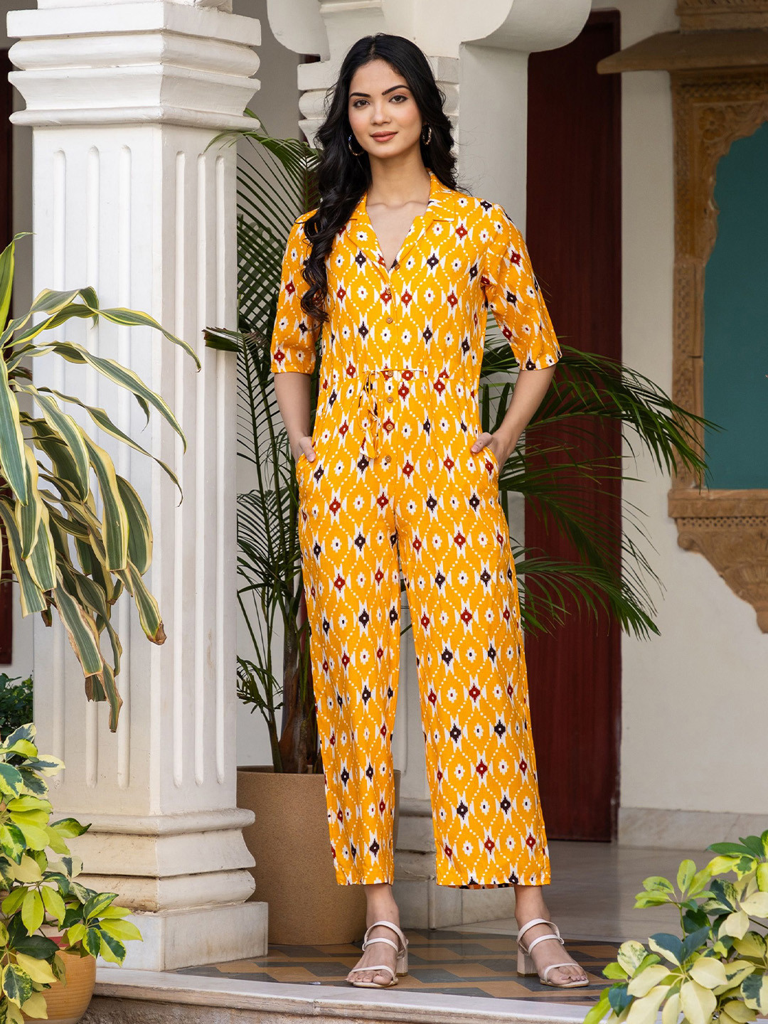 4 STOCK Women Ethnic Motifs Printed Basic Jumpsuit