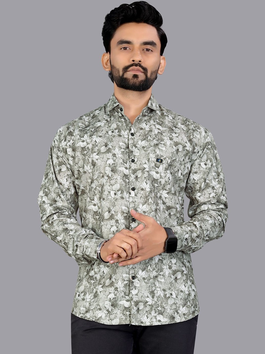 ISUEL FAB Cream Pure Cotton Men Casual Wear Slim Fit Shirt