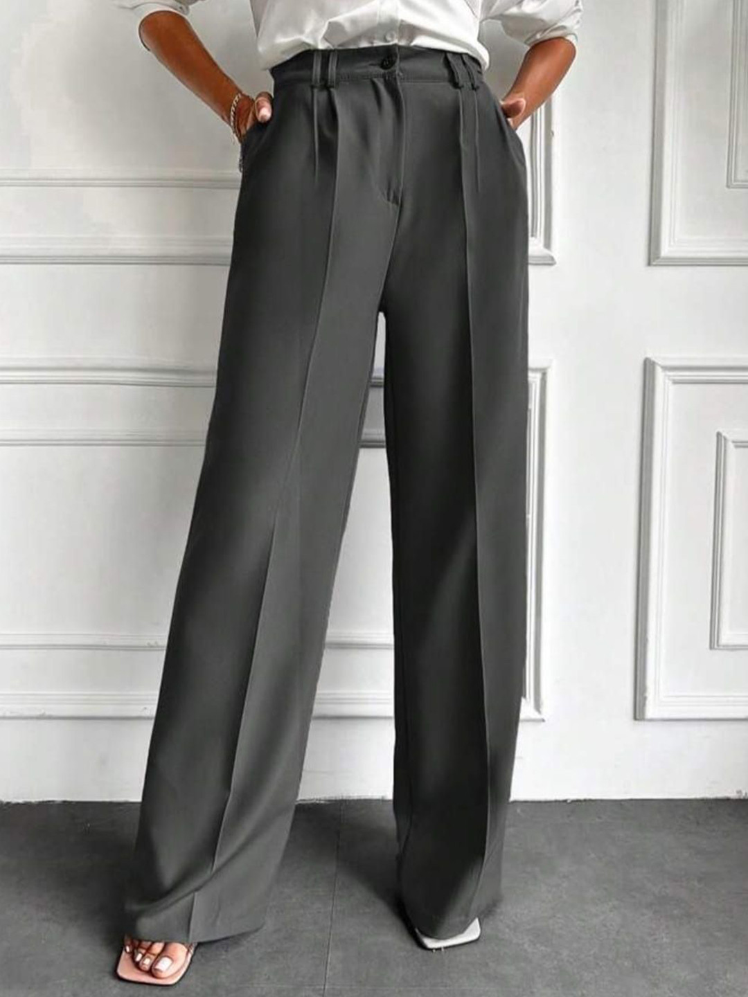 Next One Women Smart  Wide Leg Korean Pants Trousers