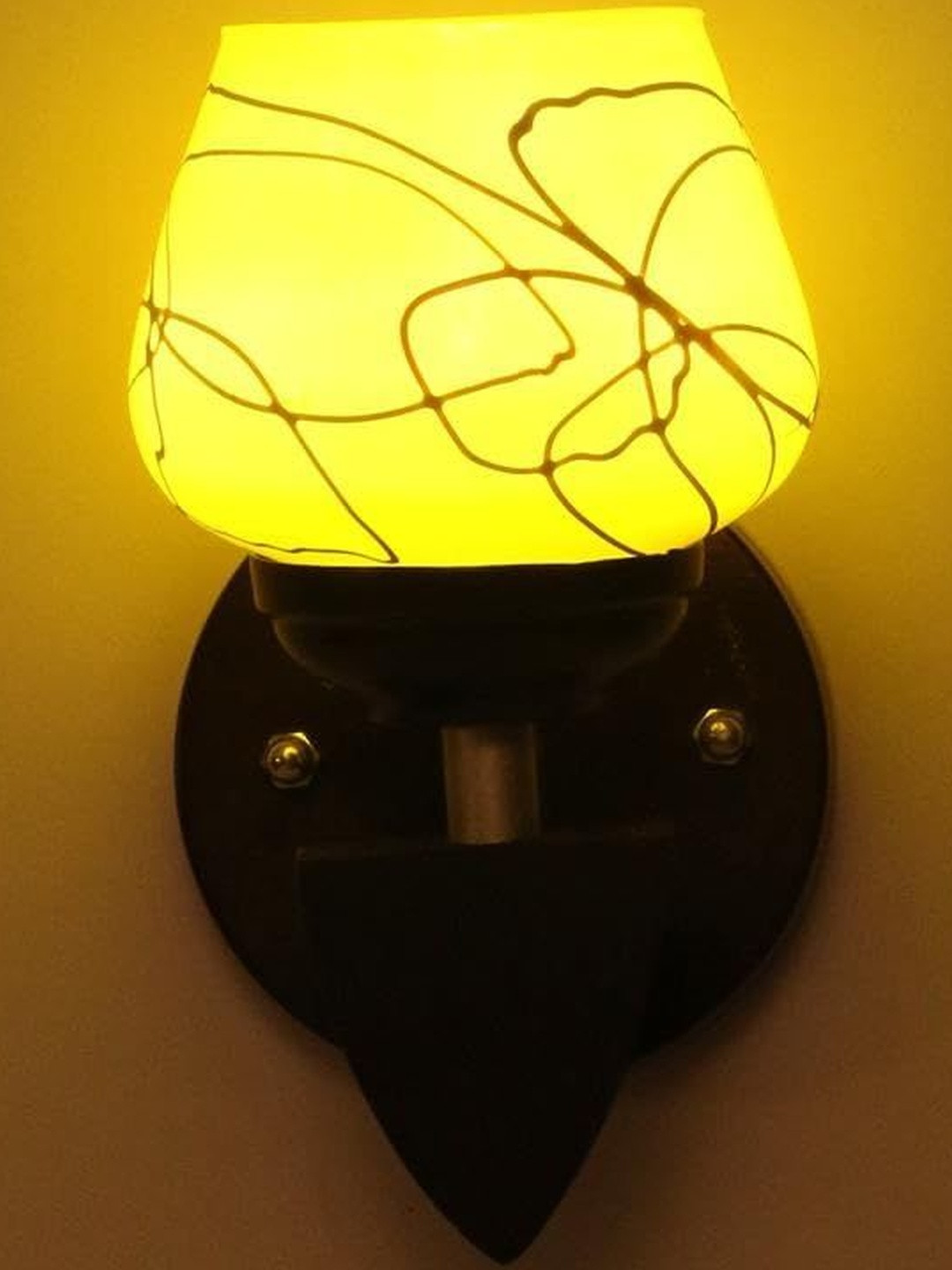 1ST TIME 2 Pieces Yellow & White Stylish Solid Glass Traditional Cylinder Shape Wall Lamps