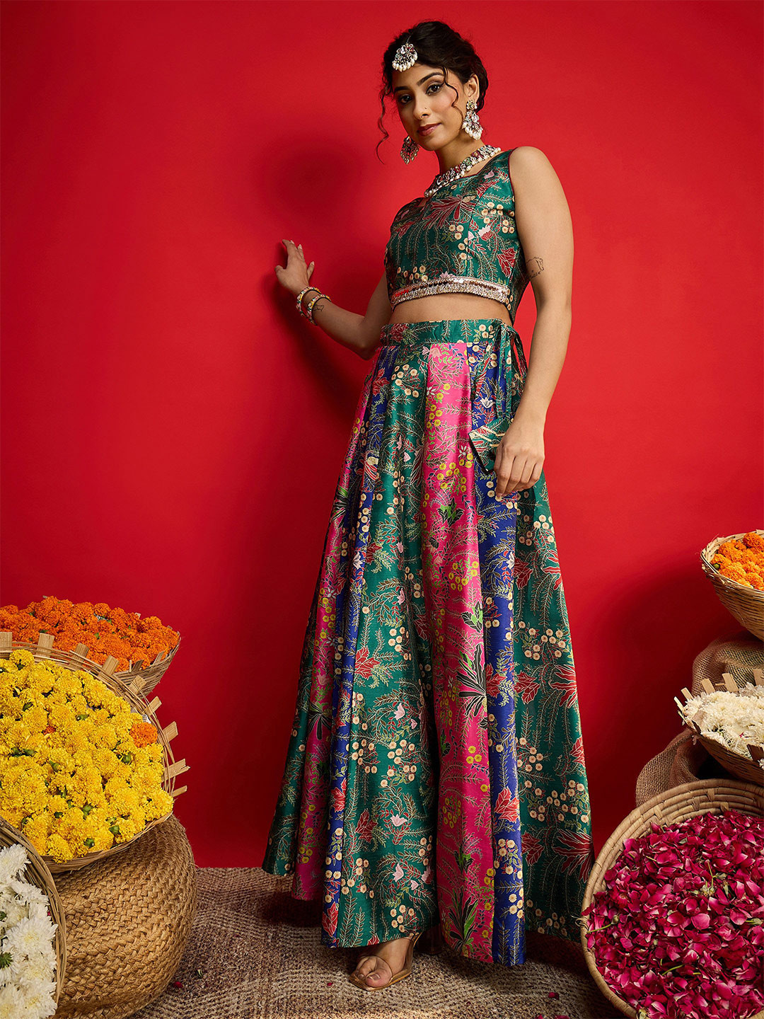Shae by SASSAFRAS Printed Sequinned Ready To Wear Lehenga Choli