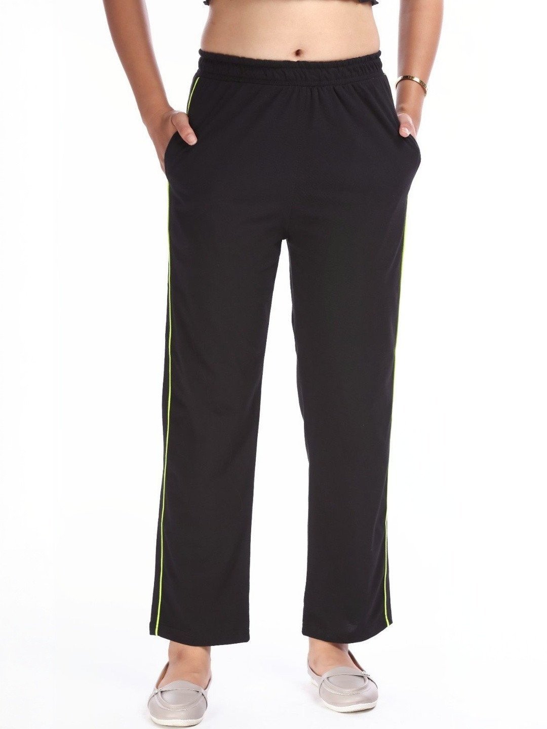 E-MAX Women Black Track Regular Fit Pants
