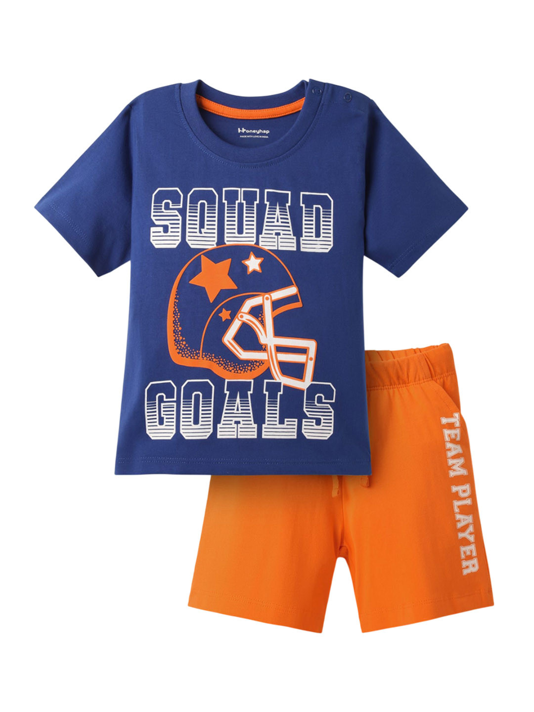 Honeyhap Boys Printed Round Neck T Shirt Slip On Shorts Night suit