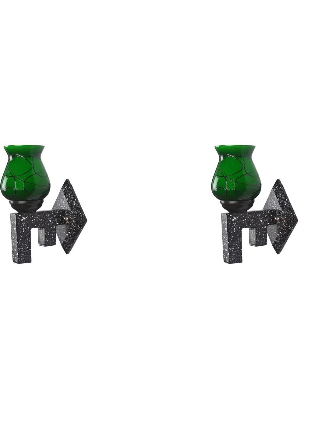 1ST TIME Set Of 2 Green & Black Glass Wall Lamp