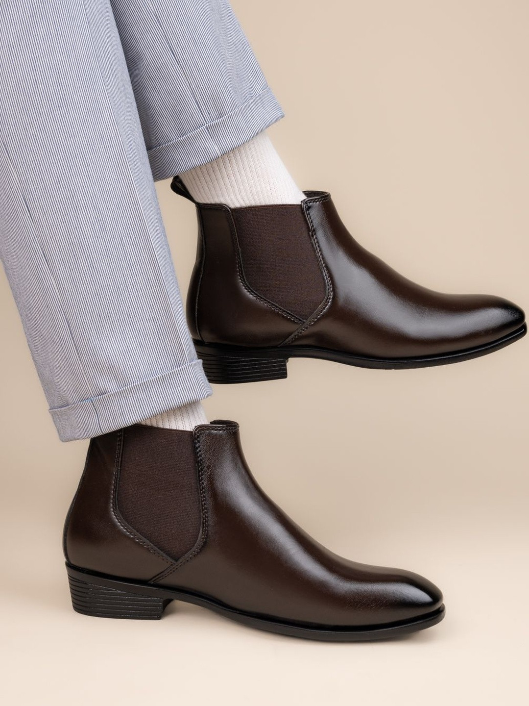 Roadster Men Brown Self Design TPR Chelsea Boots
