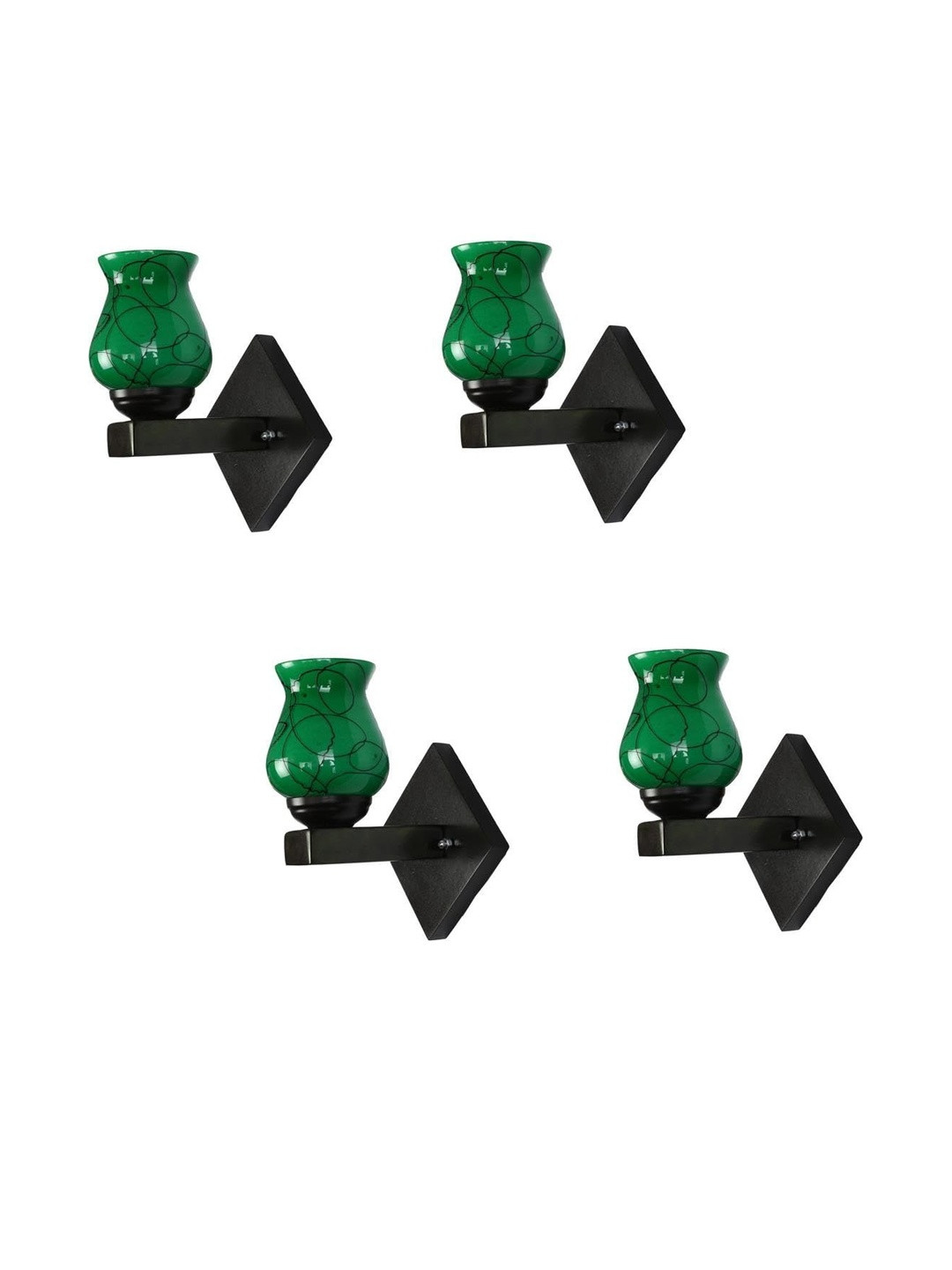 1ST TIME Stylish 4 Pieces Green Solid Glass Traditional Cylinder Shaped Wall Lamps
