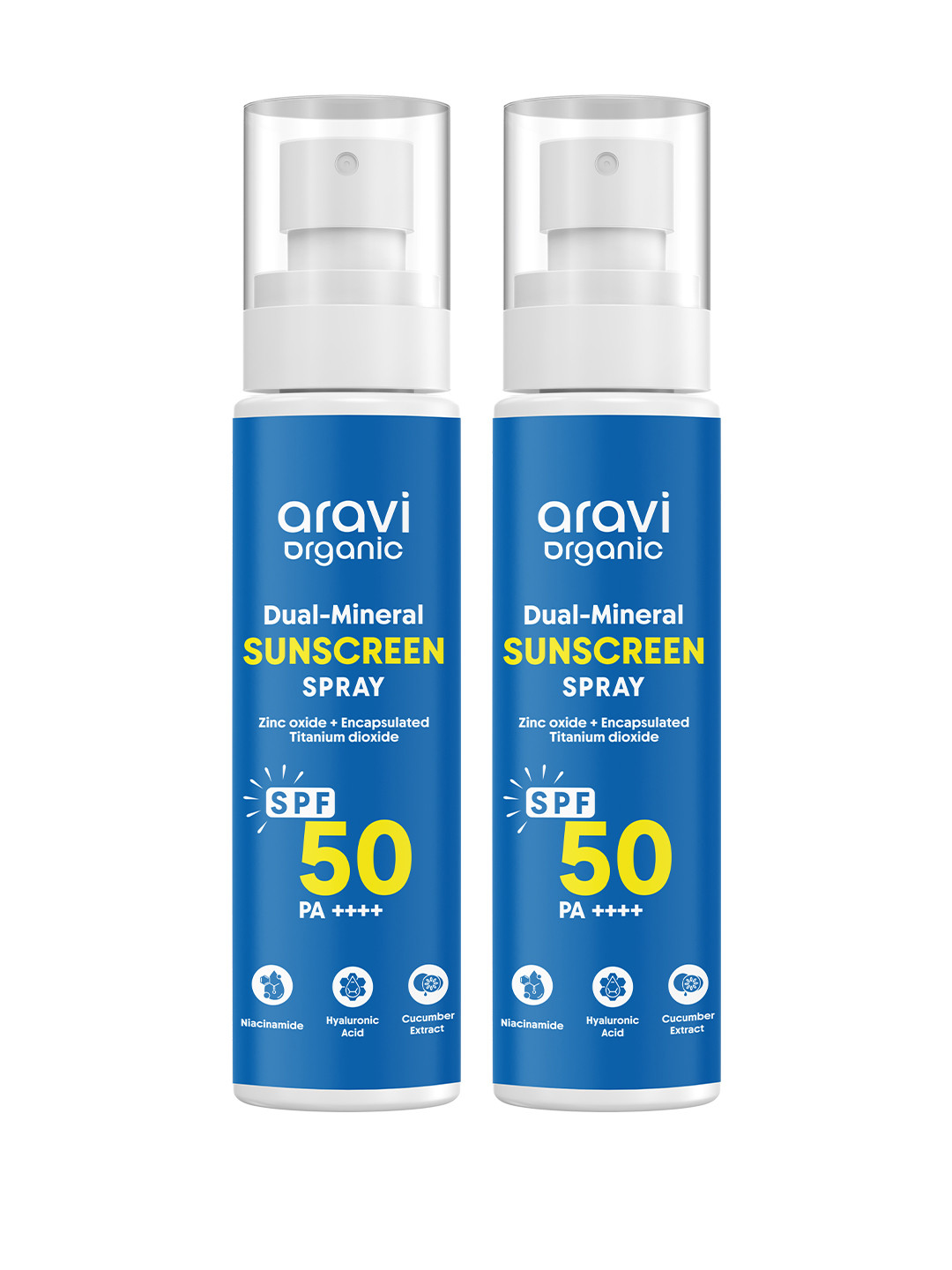Aravi Organic Pack Of 2 Dual Mineral Sunscreen Body Spray with SPF 50 PA++++