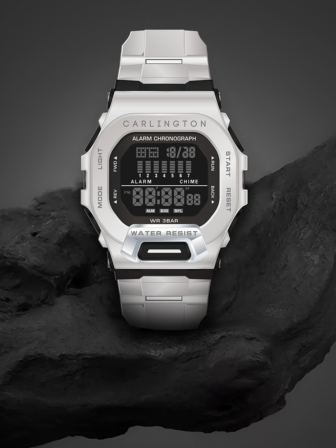 CARLINGTON Men Silicon Straps Digital Multi Function Watch Endurance 2106 White