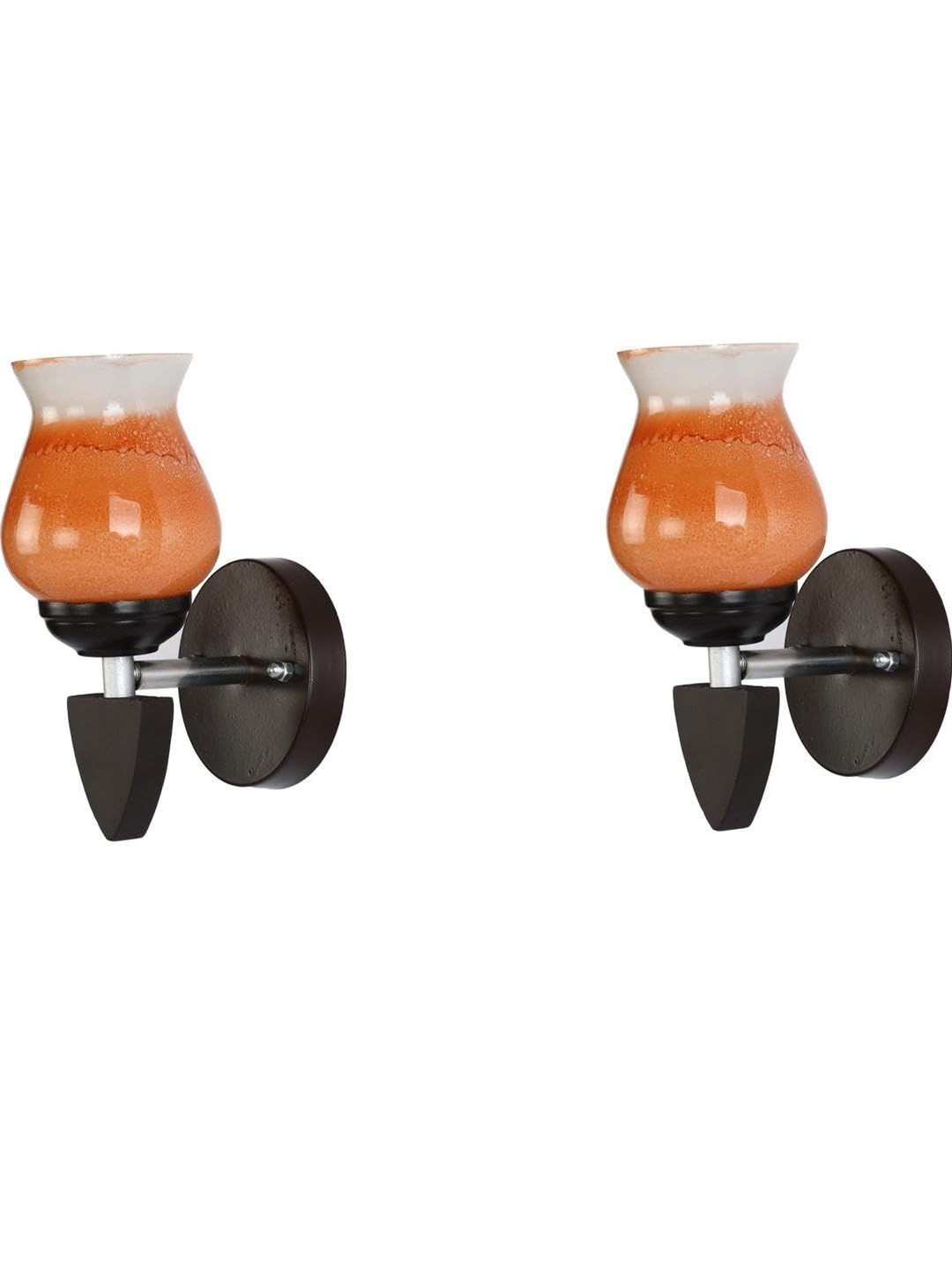 1ST TIME Orange Set Of 2 Solid Glass Traditional Cylinder Wall Lamps