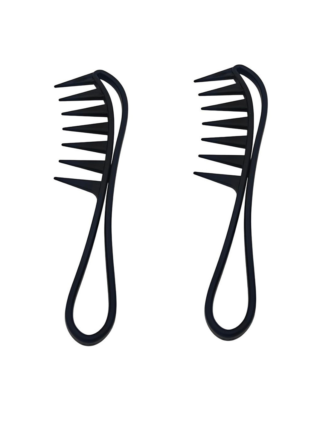 Stylewell Set Of 2 Wide Spacing Teeth Barber Comb - Black