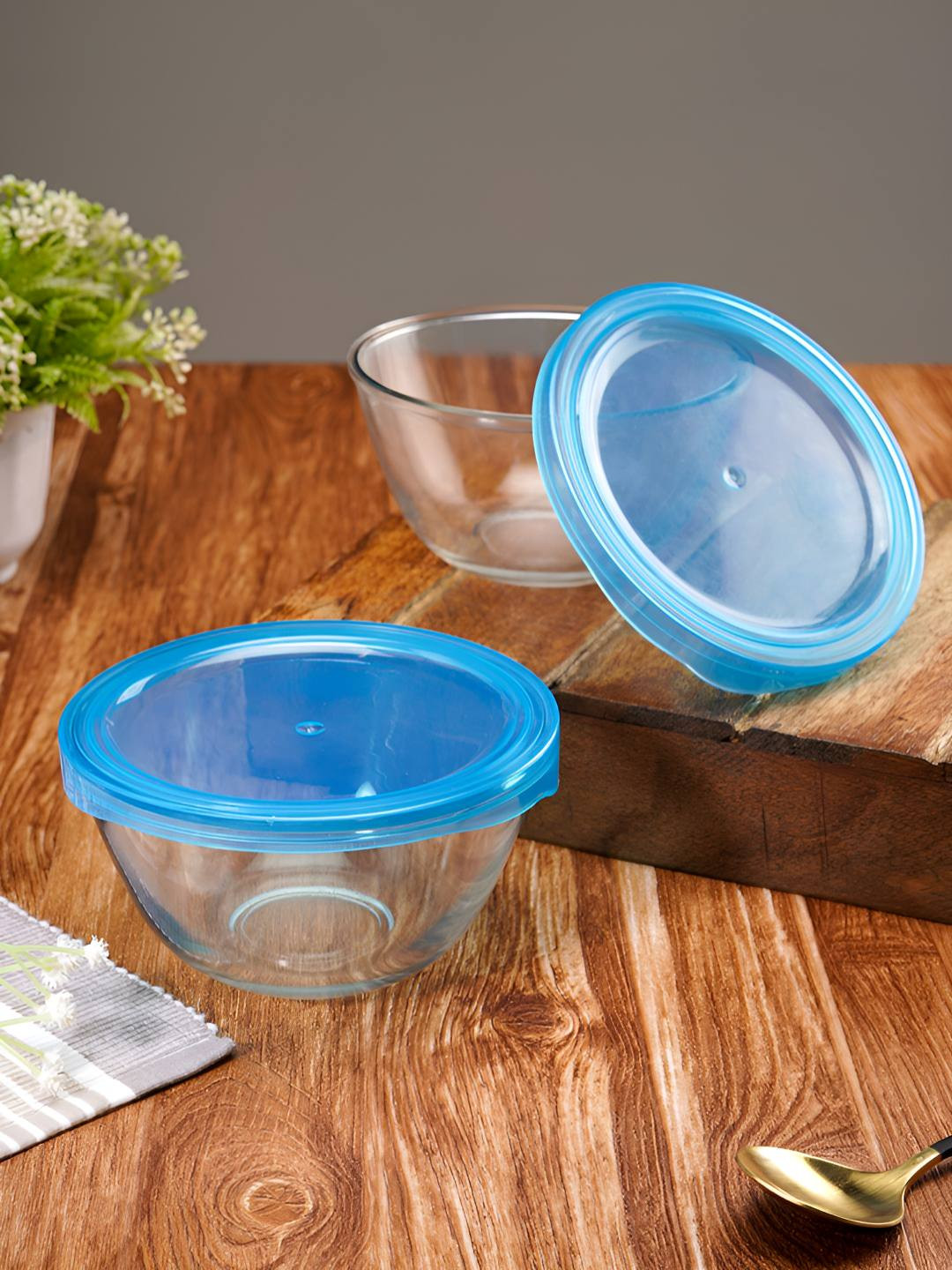 ceradeco Transparent 2 Pieces Glass Dishwasher and Microwave Safe Serving Bowls-400 mlEach