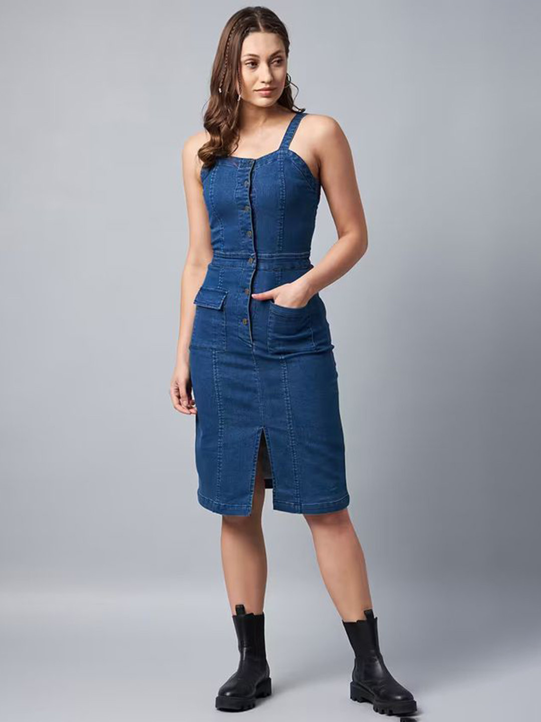 MANGGO Women Denim Sheath Dress