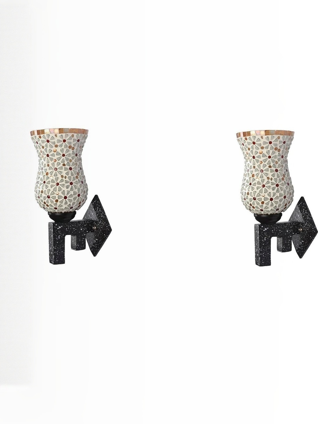 1ST TIME Set Of 2 Multi Glass Textured Cylinder Shaped Decorative Wall Lamp
