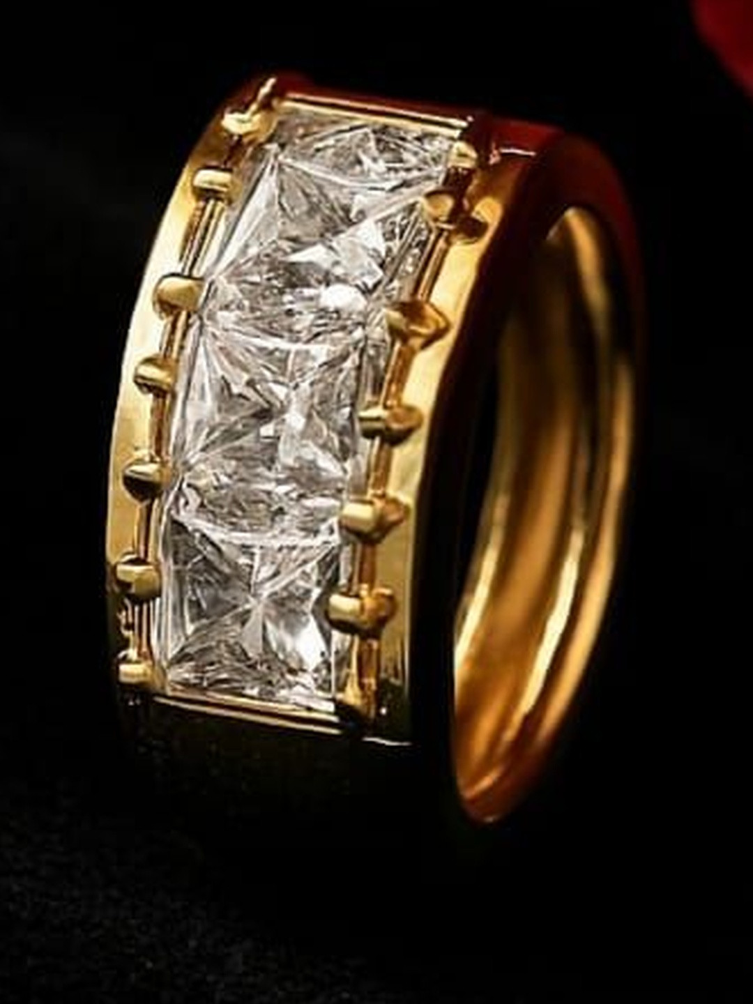 NEW AMBAJI ART JEWELLERY Rose Gold-Plated & White Brass American Diamond Earrings