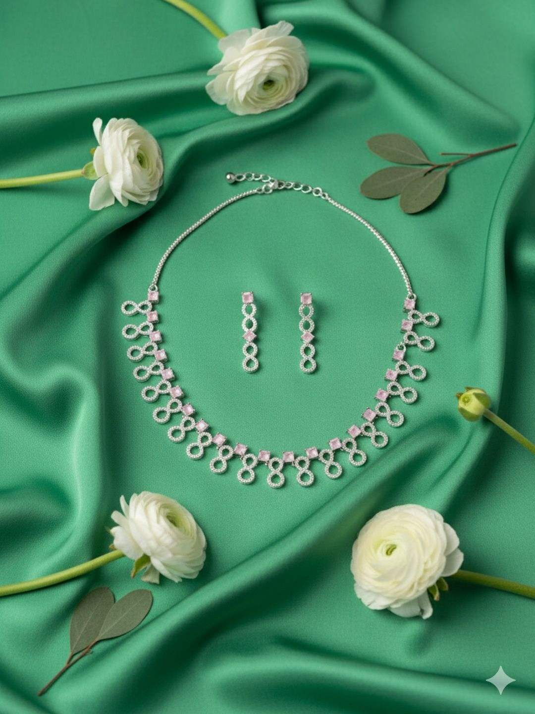 shringaar by neha Women Silver Plated Stones Studded Jewellery Set