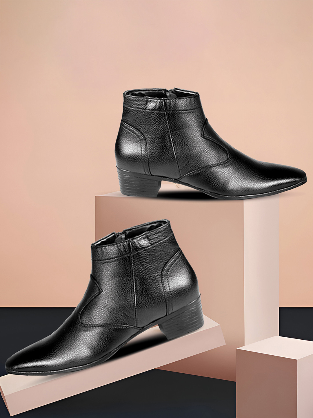 Bxxy Men Textured Mid Top Elevator Formal Boots