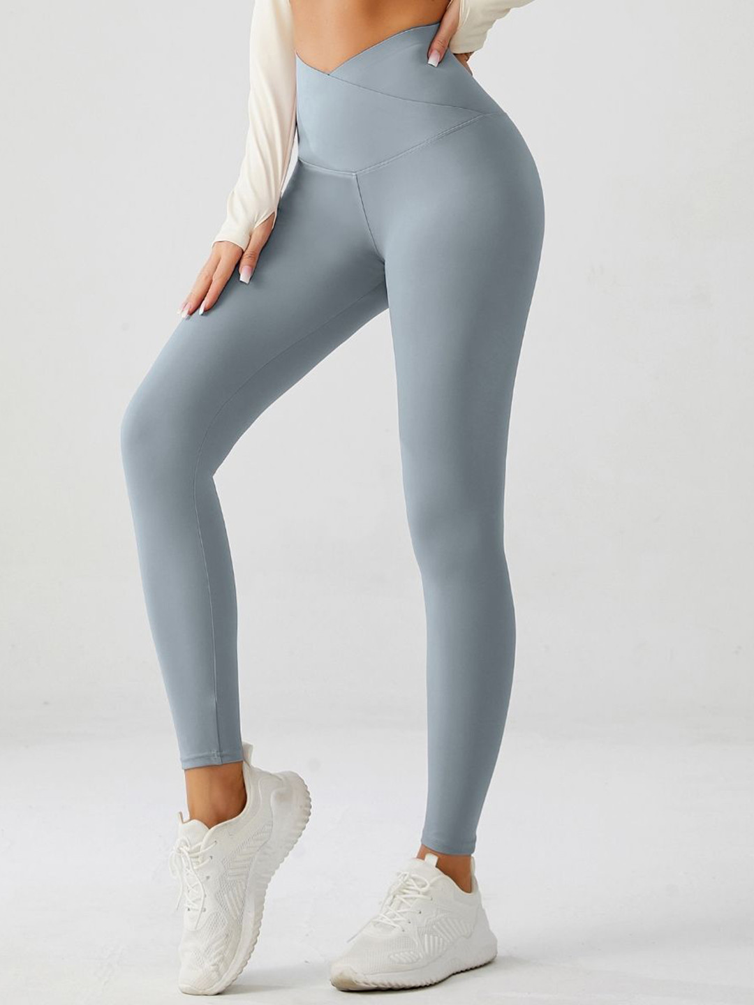 XFyt Women High-Waist V-Waistband Crossover Yoga Tights