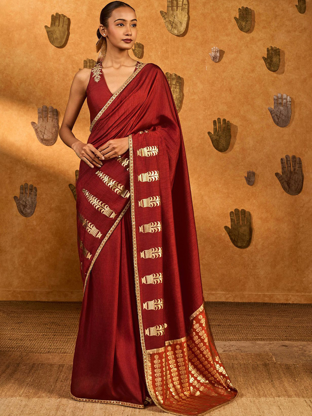 Masaba Red Fern Flame Saree