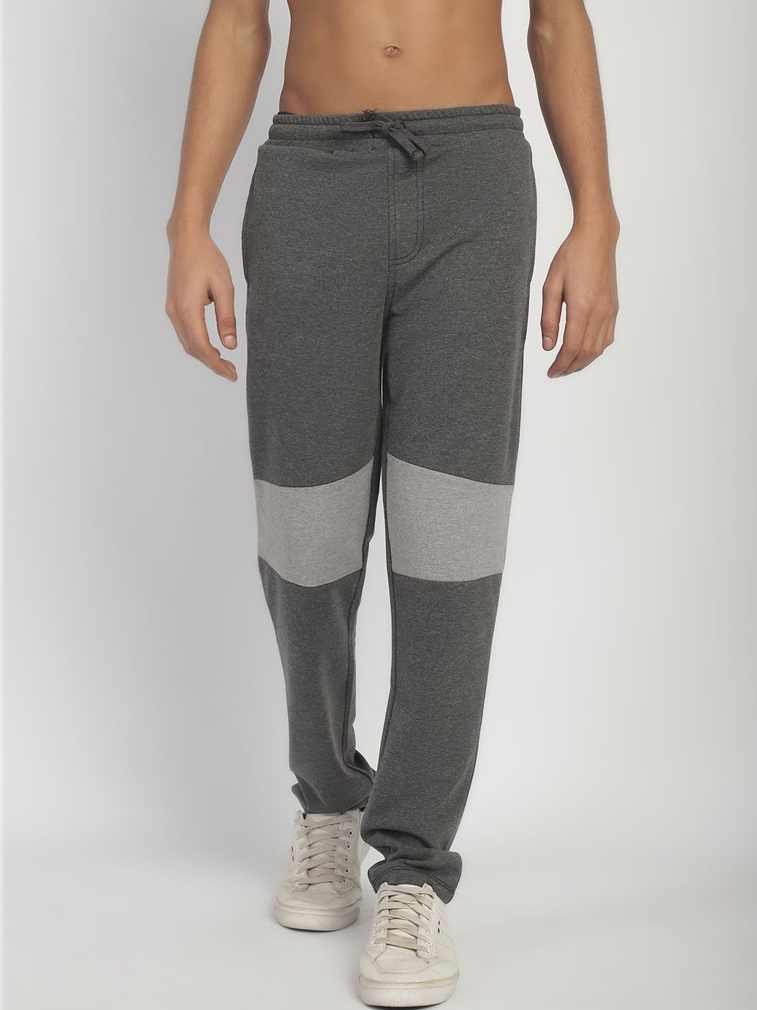 MOONAAH Boy Grey Cotton Slim Fit Track pants