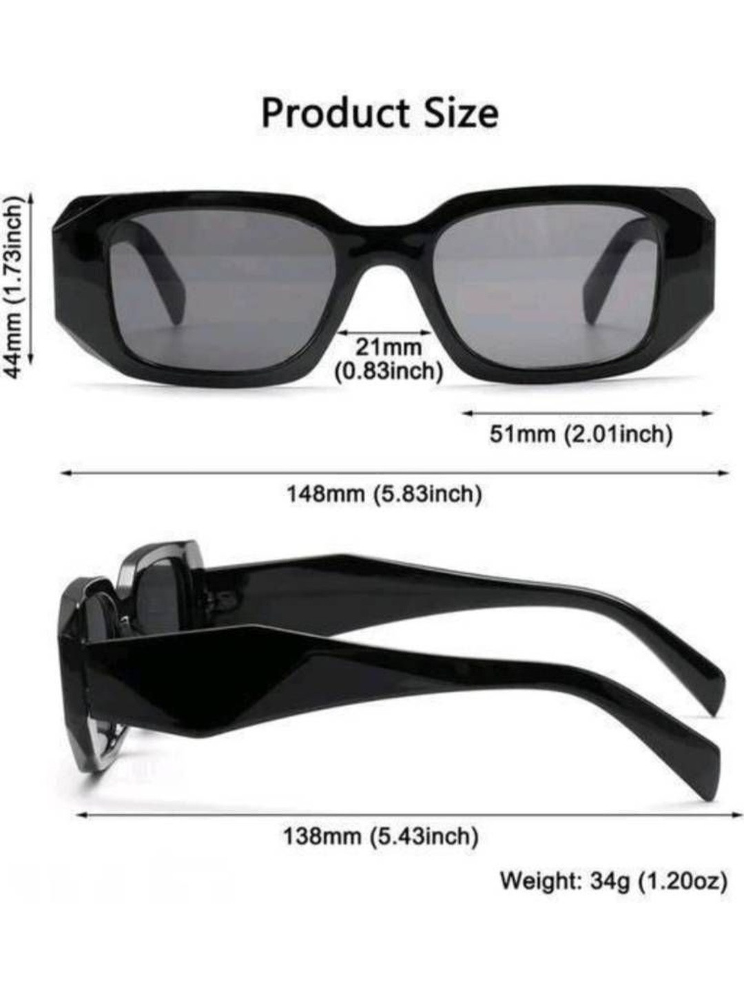 Arzonai Unisex Black Plastic Full Rim Frame UV Protected Lens Casual Sunglasses
